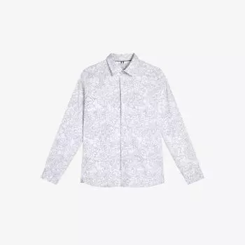 Рубашка узкого кроя Neale из эластичного хлопка с цветочным принтом Ted Baker, белый