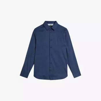 Рубашка узкого кроя Neale из эластичного хлопка с цветочным принтом Ted Baker, темно-синий