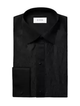 Рубашка узкого кроя с блестками и нагрудником спереди с узором пейсли Eton, черный