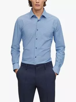 Рубашка узкого кроя с длинными рукавами P-Hank HUGO BOSS, синий