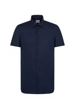 Рубашка узкого кроя с коротким рукавом Seidensticker, синий