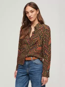 Рубашка узкого кроя с принтом 70-х годов с абстрактным шевроном Superdry, мульти