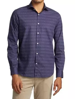 Рубашка узкого кроя с воротником Saks Fifth Avenue, темно-синий