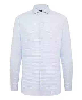 Рубашка узкого кроя в клетку с воротником «добби наполи» Boggi Milano, синий