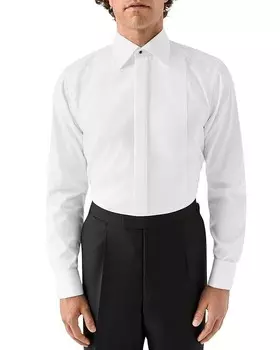 Рубашка узкого кроя в полоску с нагрудником Eton, белый