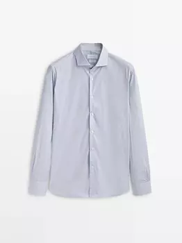 Рубашка узкого кроя в тонкую полоску, которую легко гладить Massimo Dutti, темно-синий