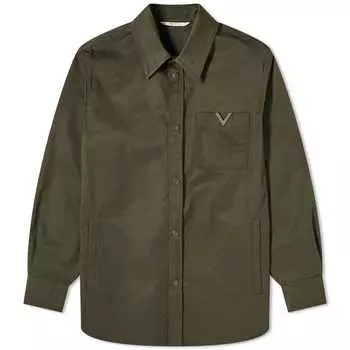 Рубашка Valentino V Logo Overshirt, оливковое
