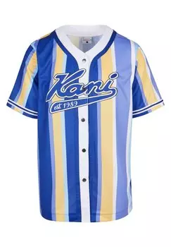 Рубашка VARSITY STRIPED BASEBALL Karl Kani, цвет navy lilac yellow