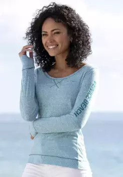 Рубашка Venice Beach с длинными рукавами и спортивным логотипом, спортивный повседневный стиль, бирюзовый