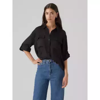 Рубашка Vero Moda Fabiana 3/4 sleeve, черный