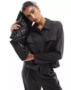 Рубашка Vero Moda Jersey Comfort Utility Boxy, темно-серый
