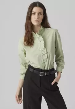 Рубашка Vero Moda с рюшами, светло-зеленый