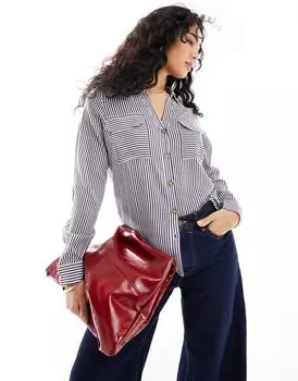 Рубашка Vero Moda с темно-синими полосками и нагрудными карманами