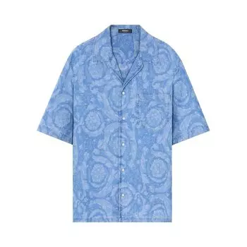 Рубашка Versace All Over Denim Shirt, синий