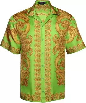 Рубашка Versace Barocco 660 Silk Shirt 'Lime/Gold', зеленый