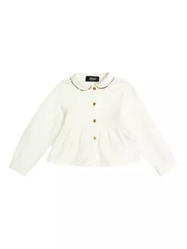 Рубашка Versace Kids с воротником Питер Пэн и застежкой на пуговицы, белый