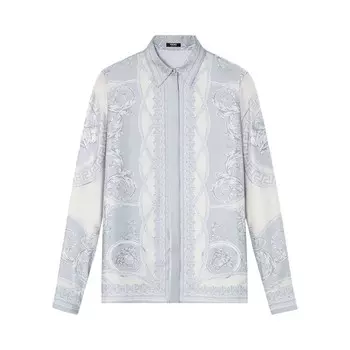 Рубашка Versace La Coupe Des Dieux Silk Shirt Silver Grey/Champagne, серый