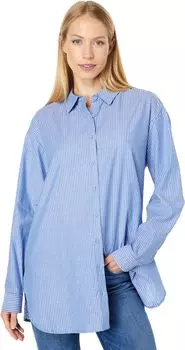 Рубашка Vince Camuto Button-Down Preppy Stripe Tunic, цвет Chambray Blue