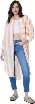 Рубашка Vince Camuto Oversize Button-Down Tunic, цвет Orange Flame