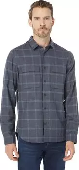 Рубашка Vince Houndstooth Windowpane Long Sleeve, цвет River Blue