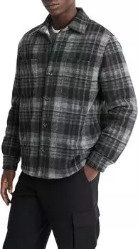 Рубашка Vince Sherpa Lined Plaid Shirt Jacket, цвет Black Combo