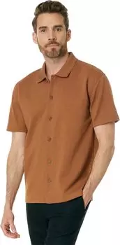Рубашка Vince Varigated Jacquard Short Sleeve Button-Down, цвет Warm Cedar