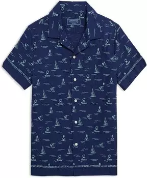 Рубашка Vineyard Vines Boys Short Sleeves Cabana Shirt, цвет Sea Icons Border Chappy- Nautical Navy