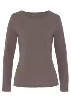 Рубашка Vivance с длинными рукавами и модным ажурным узором, коричневый