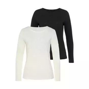 Рубашка Vivance с длинными рукавами и женственным ажурным узором, черный