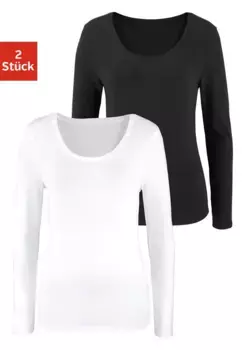 Рубашка Vivance с длинными рукавами, изготовлена из качественного эластичного хлопка, черно-белый