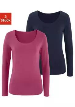 Рубашка Vivance с длинными рукавами, изготовлена из качественного эластичного хлопка, синий