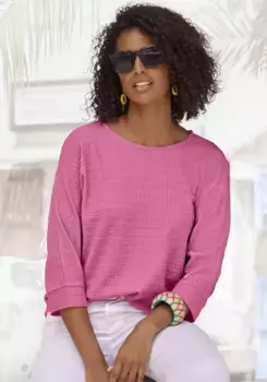 Рубашка Vivance с рукавом 3/4 "круглым вырезом", из креповой ткани без глажки, розовый