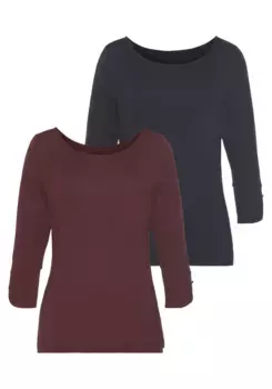 Рубашка Vivance с рукавом 3/4, модными манжетами и золотистыми пуговицами, синий