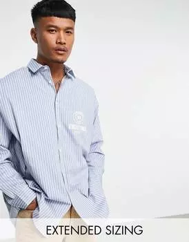 Рубашка в экстремальную полоску с принтом на груди ASOS DESIGN
