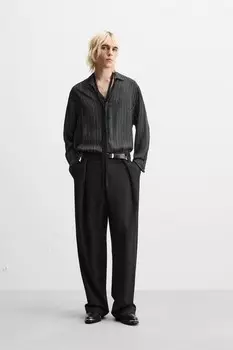 Рубашка в блестящую полоску ZARA, черный