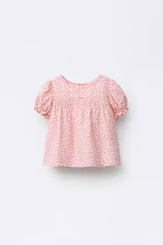 Рубашка в цветочек ZARA, розовый