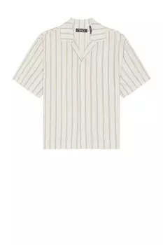 Рубашка в фактурную полоску Wao, кремовый/синий