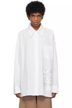 Рубашка в газетном принте Mm6 Maison Margiela, белый