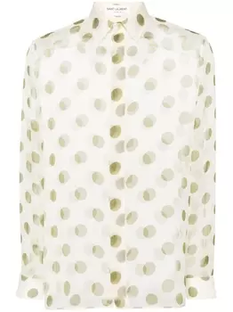 Рубашка в горох Saint Laurent, бежевый