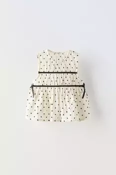 Рубашка в горошек с отделкой ZARA, экрю