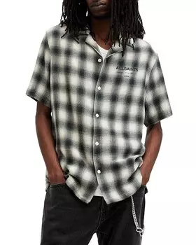Рубашка в клетку ALLSAINTS с короткими рукавами в клетку Underground, черный