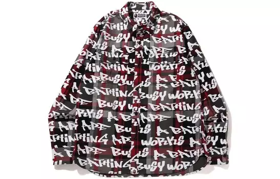 Рубашка в клетку BAPE Graffiti A Bathing Ape, синий