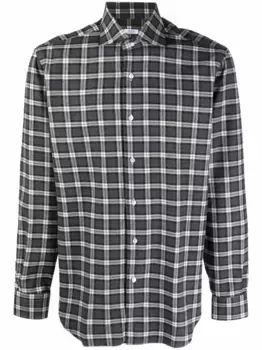 Рубашка в клетку Barba, серый