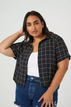 Рубашка в клетку больших размеров Forever 21, черный