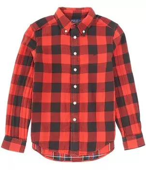 Рубашка в клетку буффало с длинными рукавами для мальчиков 8–20 Polo Ralph Lauren Big Boys, красный