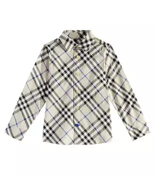 Рубашка в клетку Burberry из хлопка Burberry, бежевый