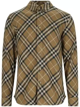 Рубашка в клетку Burberry, коричневый