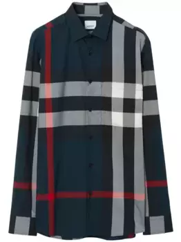Рубашка в клетку BURBERRY, синий