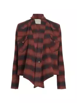 Рубашка в клетку через плечо Greg Lauren, красный