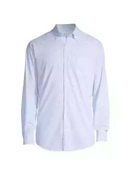 Рубашка в клетку Crown Hanford из твила Peter Millar, синий